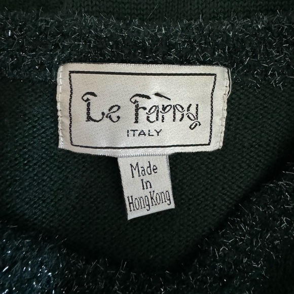 LE FARNY ITALY Women’s Green‎ Wool/Acrylic V Neck Short Sleeve Sweater-Size M/L - Picture 3 of 7